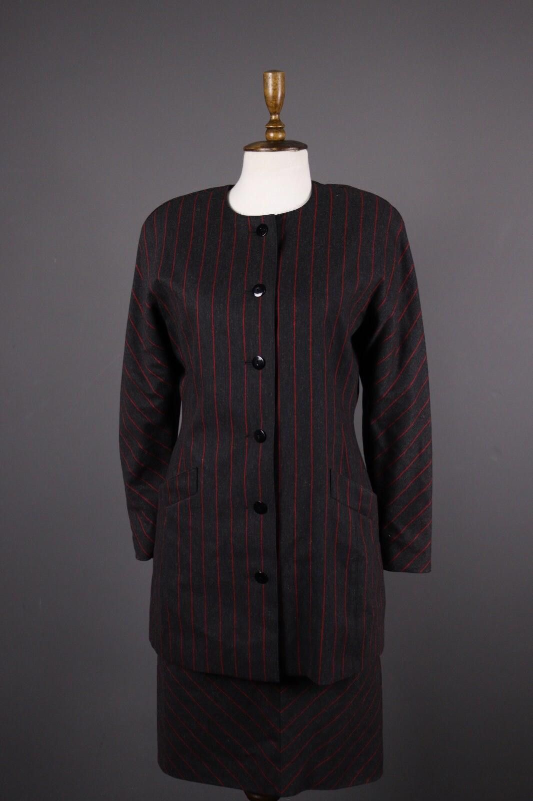 Escada Escada by Margaretha Ley Wool Stripe 2 Piece Black Size 38 Size M / US 6-8 / IT 42-44 - 1 Thumbnail