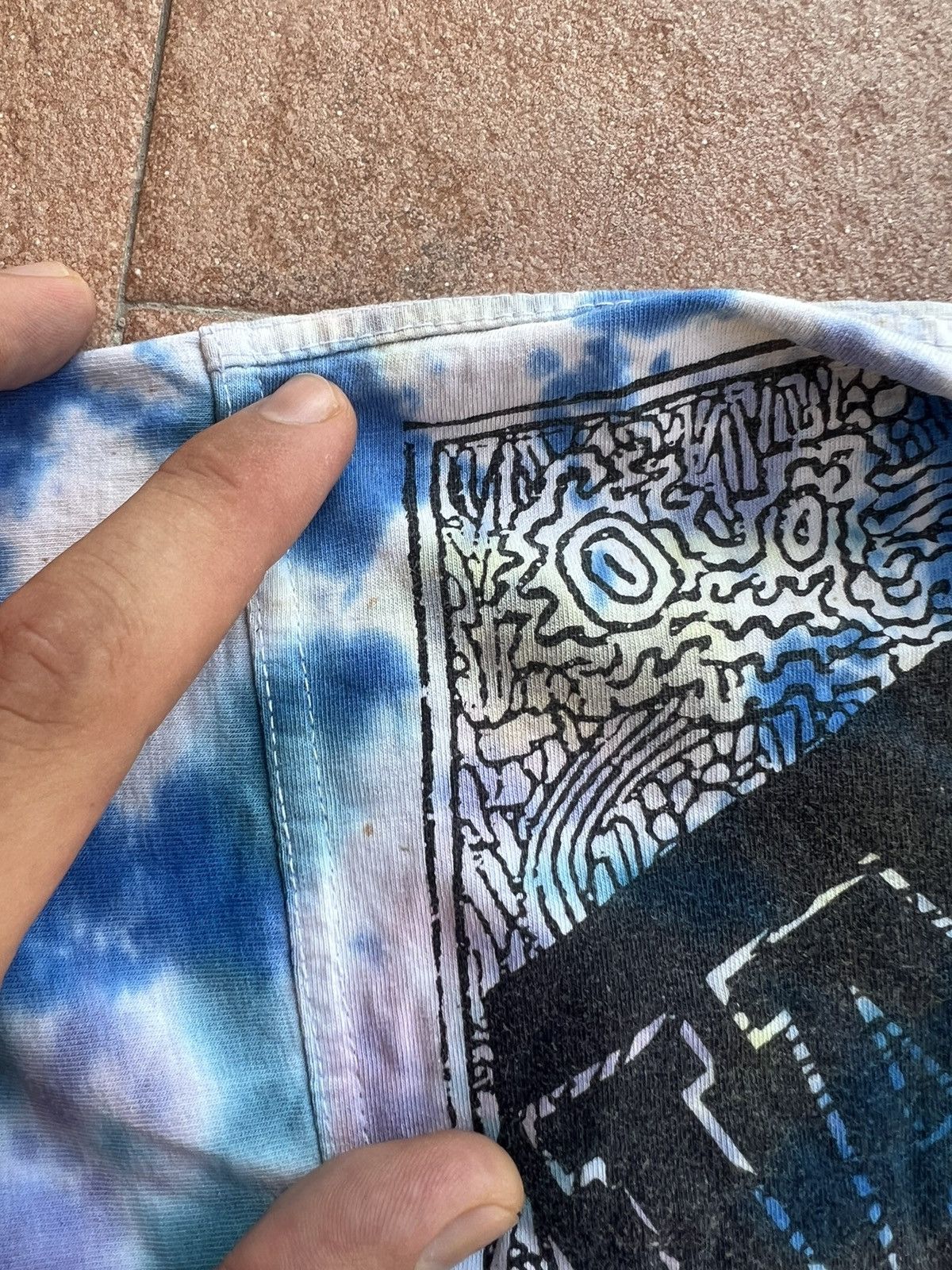 Band Tees × Vintage Vintage 90s Janis Joplin Tie Dye Blue Liquid Shirt XL Size US XL / EU 56 / 4 - 7 Thumbnail