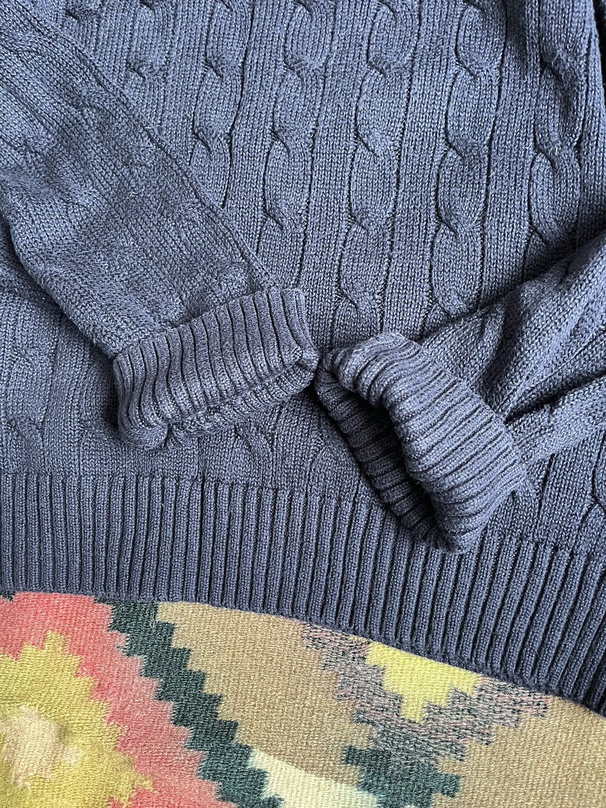Polo Ralph Lauren Polo Ralph Lauren Men Navy Cable Knit Cotton Sweater Size US XL / EU 56 / 4 - 8 Thumbnail