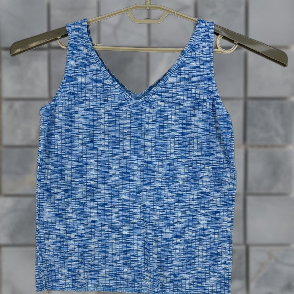 Nine West VINTAGE Y2K 90s Nine West Women Tank Top Blue V-Neck L Tunic? Size L / US 10 / IT 46 - 1 Thumbnail