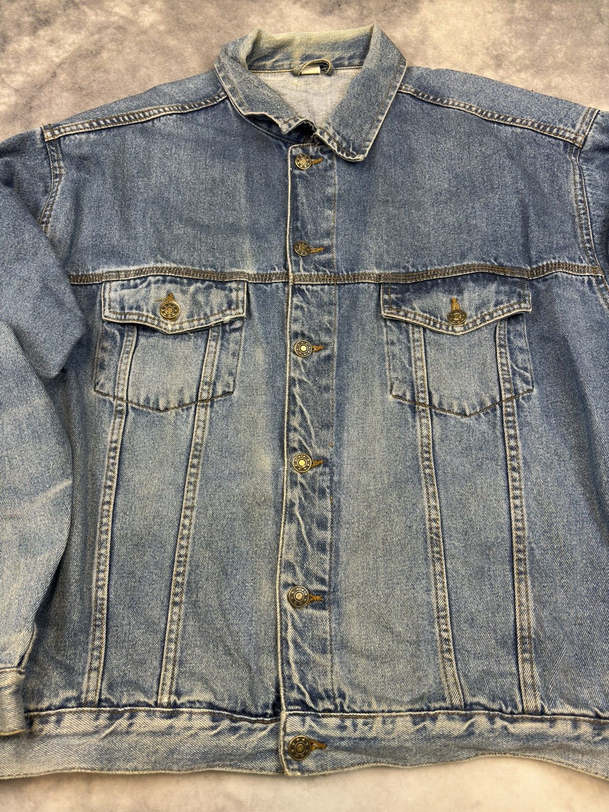 Japanese Brand VINTAGE JEANS JACKET BOXY DISTRESSED TRUCKER FADED Y2K 90S Size US L / EU 52-54 / 3 - 5 Thumbnail
