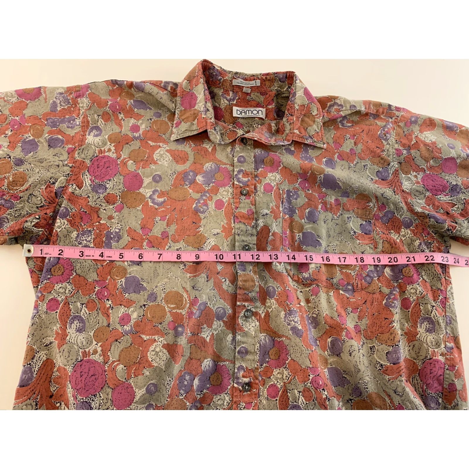 ALOHAS Damon VTG Hawaiian Aloha Floral Button-Up Short Sleeve Shirt Men's XL Cotton Multicolor/Color Damson? Size US XL / EU 56 / 4 - 3 Thumbnail