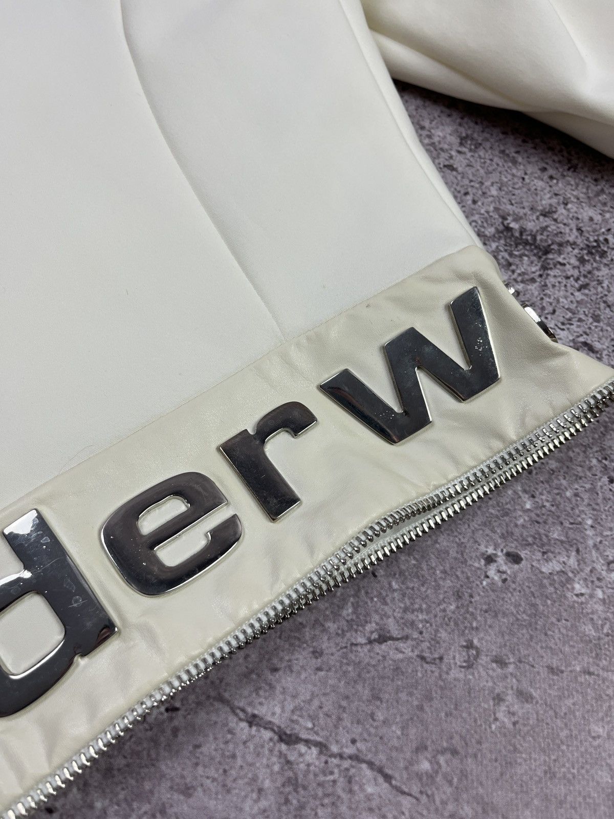 Alexander Wang Cropped Blazer Cream Logo Hardware Jacket Designer Zip Size S / US 4 / IT 40 - 12 Thumbnail