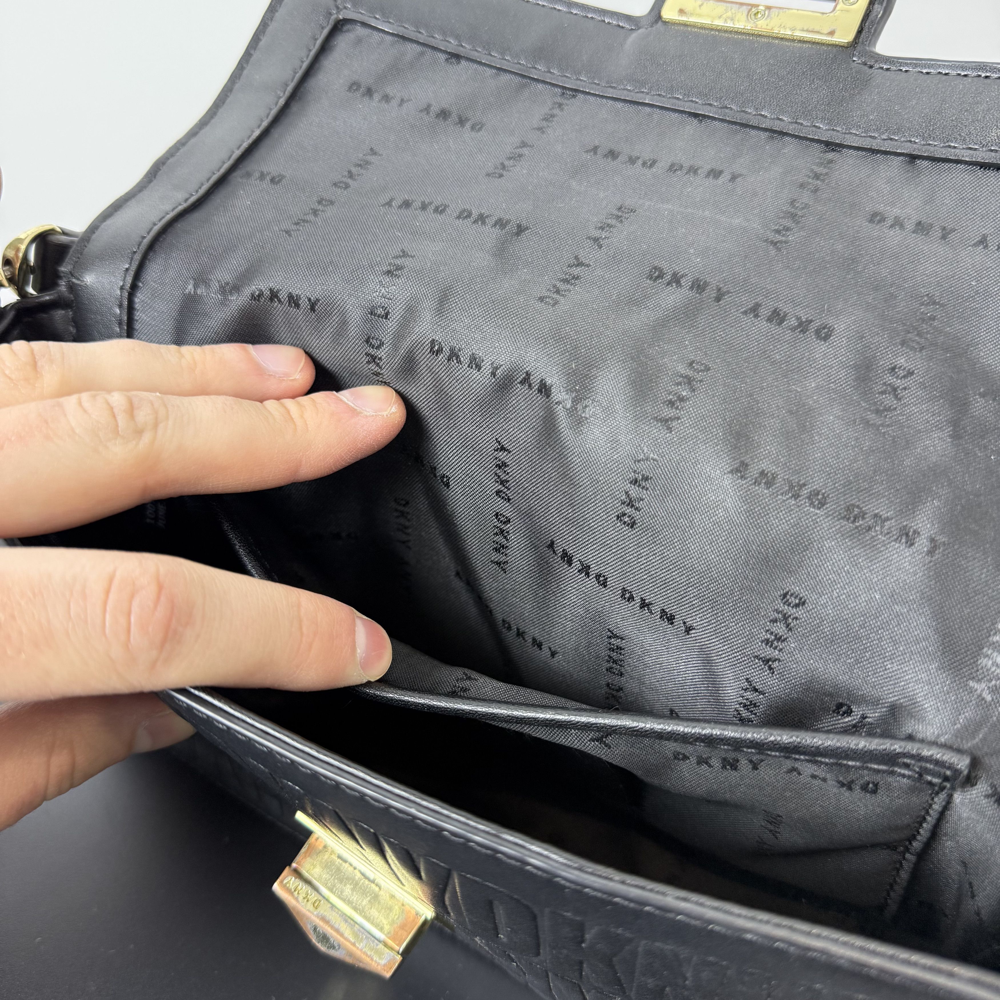 DKNY DKNY Donna Karan Black Monogram Crossbody Handle Bag Size ONE SIZE - 16 Thumbnail