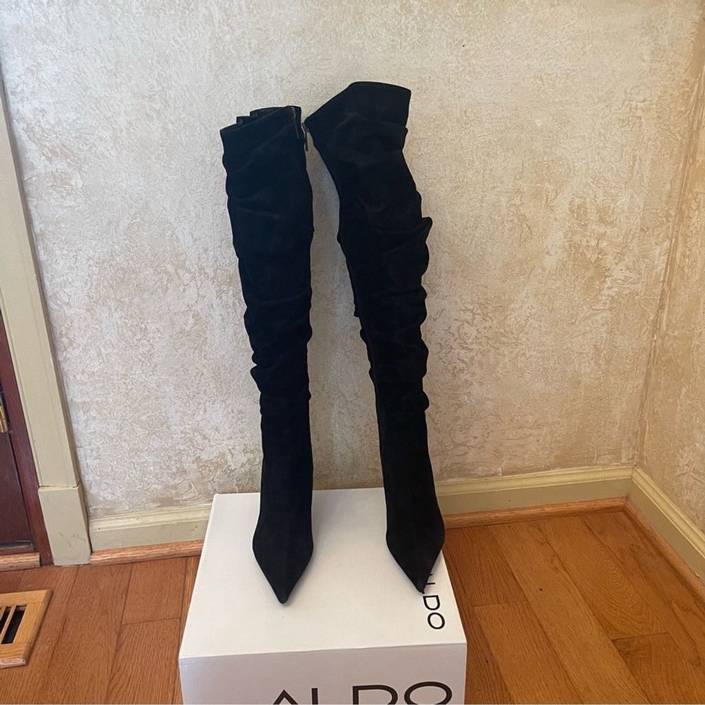 Aldo ALDO Yolando Black Suede over the knee high heels boots 37 Size US 8 / IT 38 - 4 Thumbnail