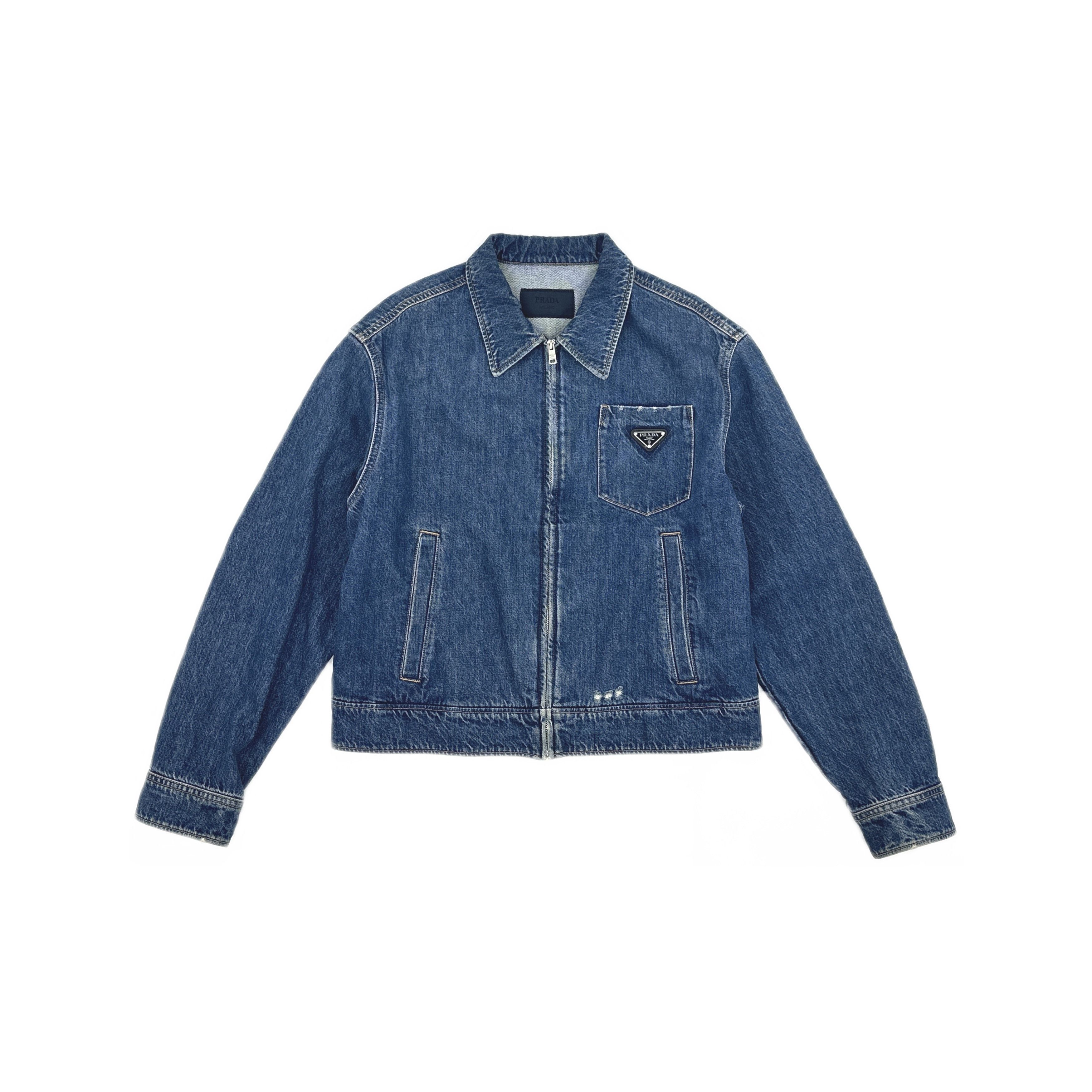 Prada Prada Triangle Logo Zip Denim Jacket Size L Size US L / EU 52-54 / 3 - 1 Thumbnail