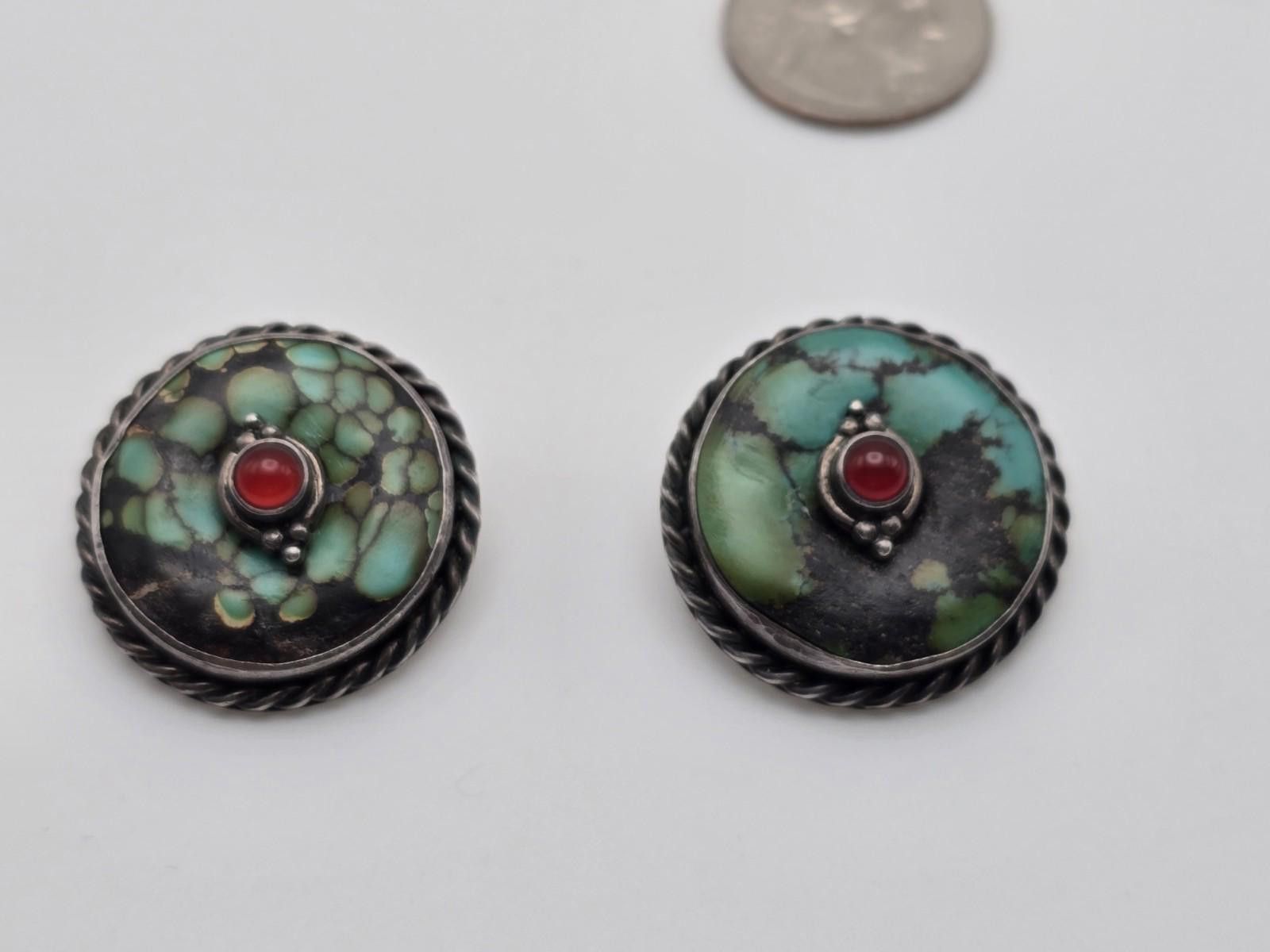 Sterling Silver Schlecht Sterling Earrings Spiderweb Turquoise & Carnelian Size ONE SIZE - 2 Thumbnail