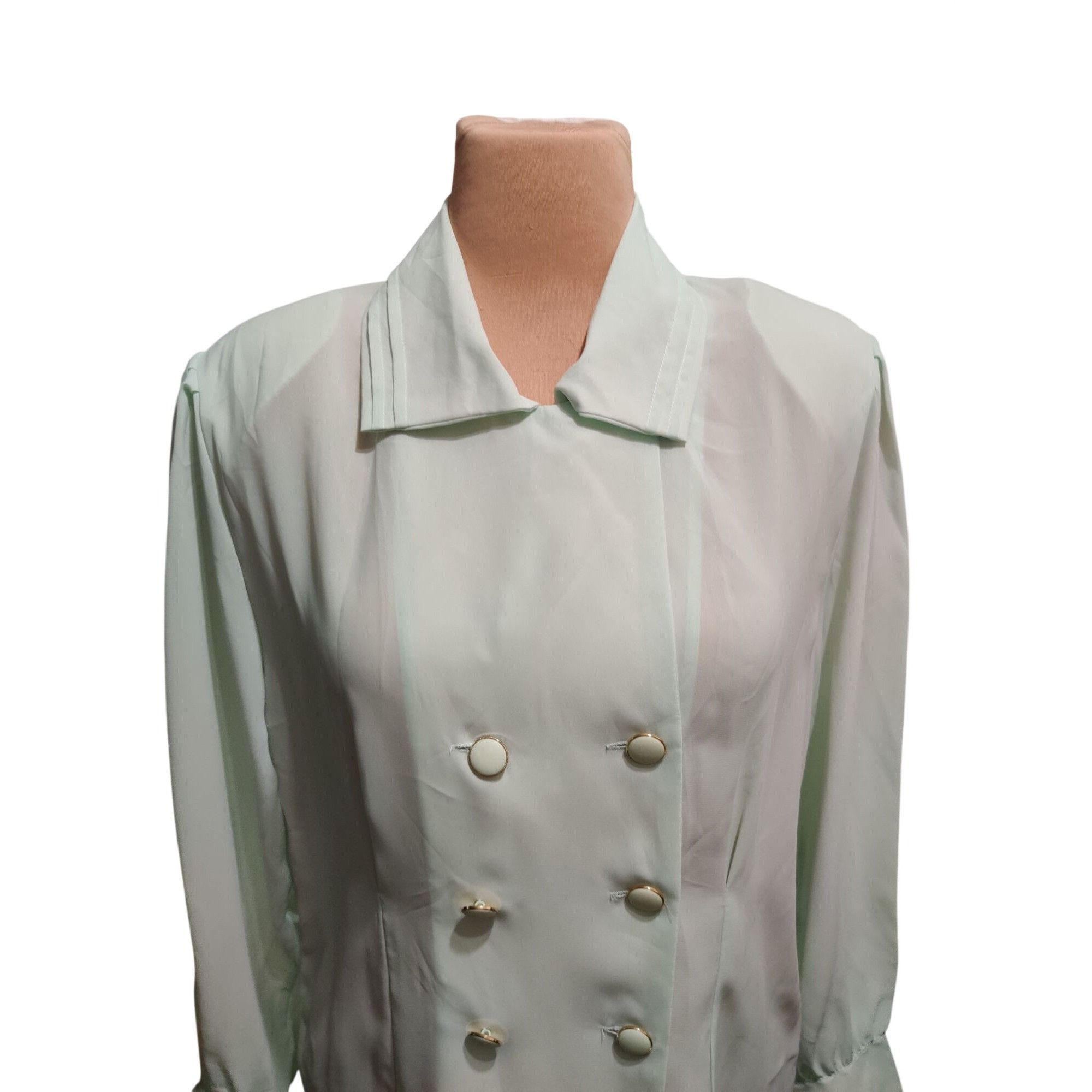 Vintage Vintage Plus Size 18 Mint Green Blouse Double Breasted Butto Size XXL / US 16-18 / IT 52-54 - 15 Thumbnail