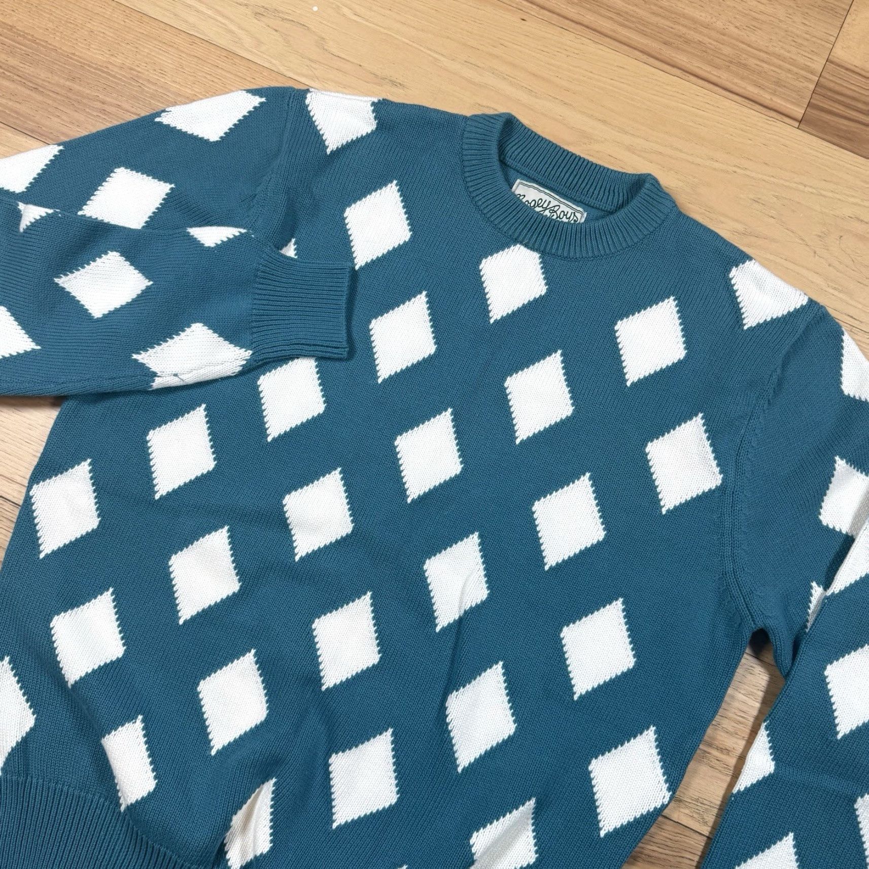 Vintage NWOT Diamond Bogey Boys Crewneck Sweater Mens Small Blue Diamond AOP Cinched Macklemore Size US S / EU 44-46 / 1 - 2 Thumbnail