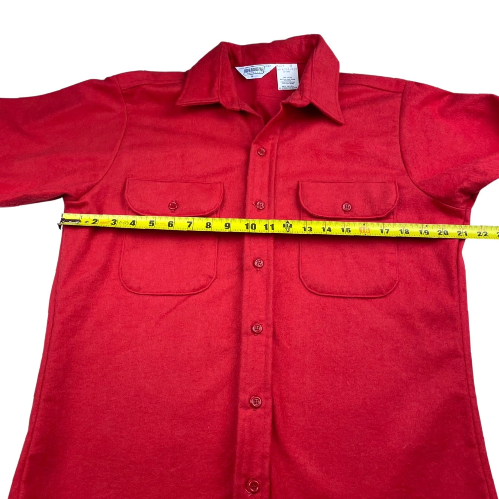 Vintage VINTAGE Five Brother Men’s Chamois Flannel Work Shirt Red Medium USA Long Sleeve Button-Up Pocketed Collared Regular Fit Adult Mens Size US M / EU 48-50 / 2 - 7 Thumbnail