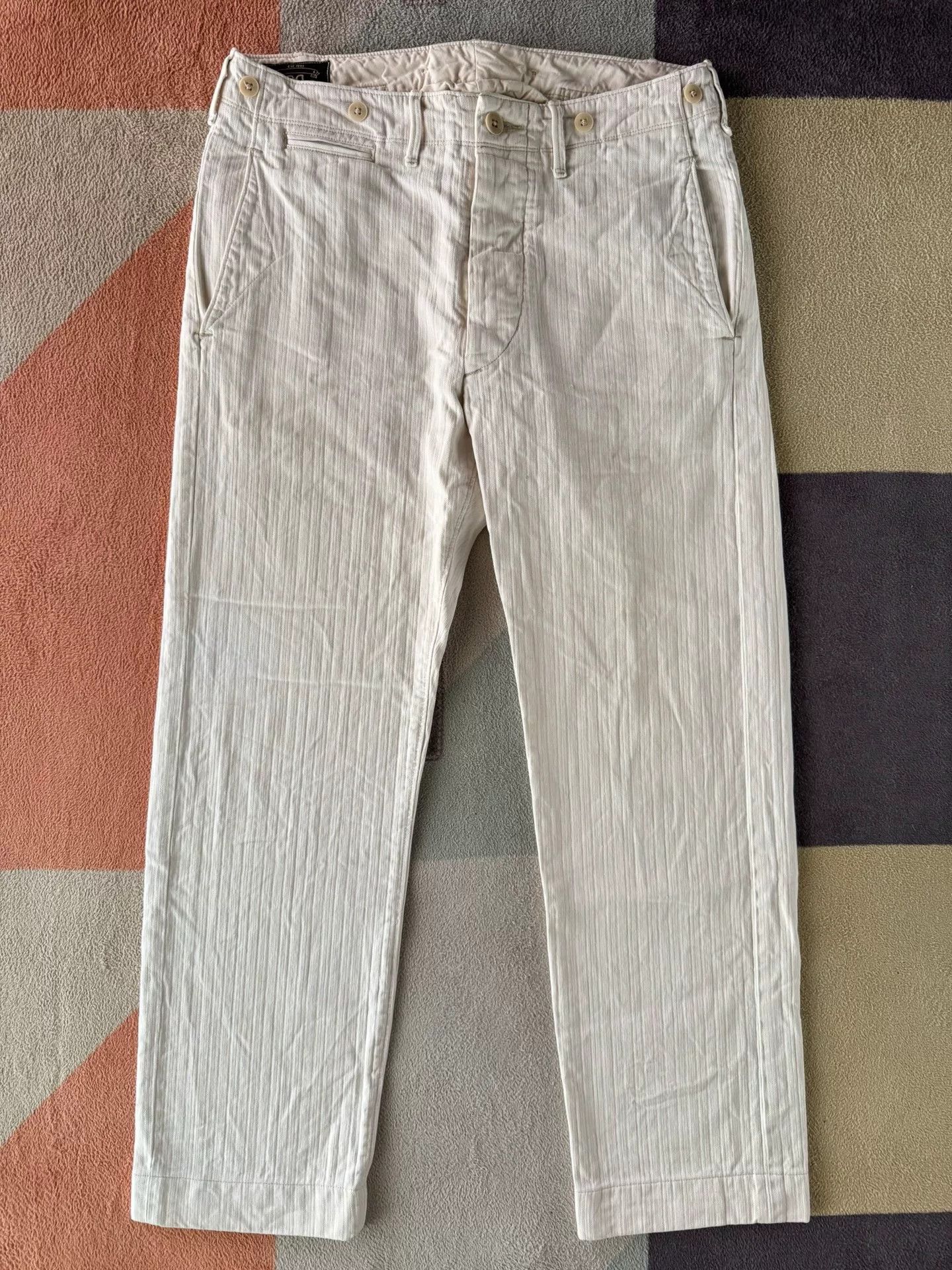 RRL Ralph Lauren Ralph Lauren RRL White Herringbone Pants Size US 31 - 1 Thumbnail