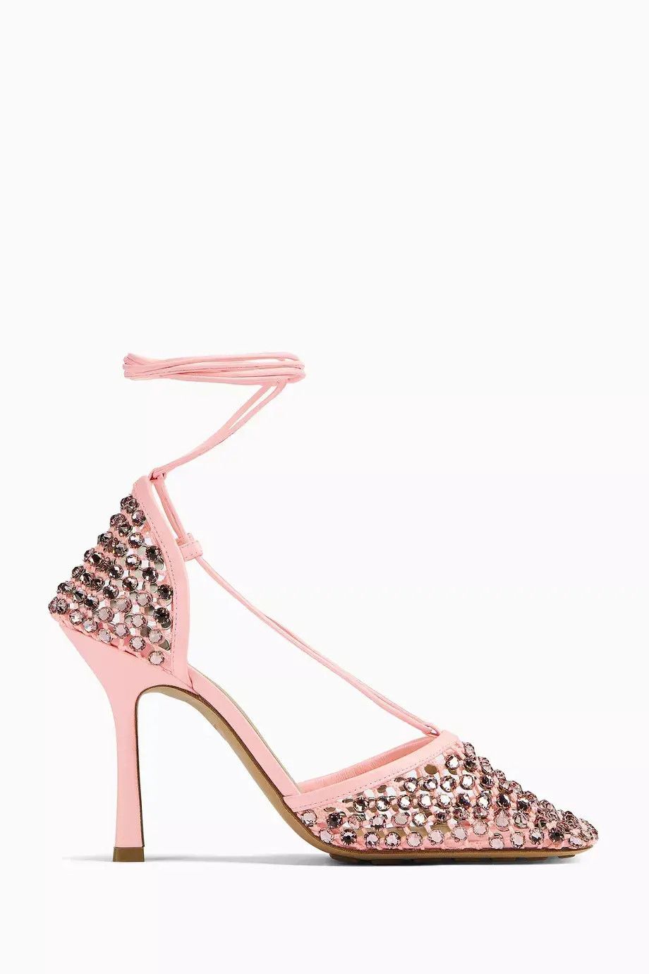 Bottega Veneta o1n1vont1224 Sparkle Stretch Lace- Up Sandals in Pink Size US 12 / IT 42 - 1 Thumbnail