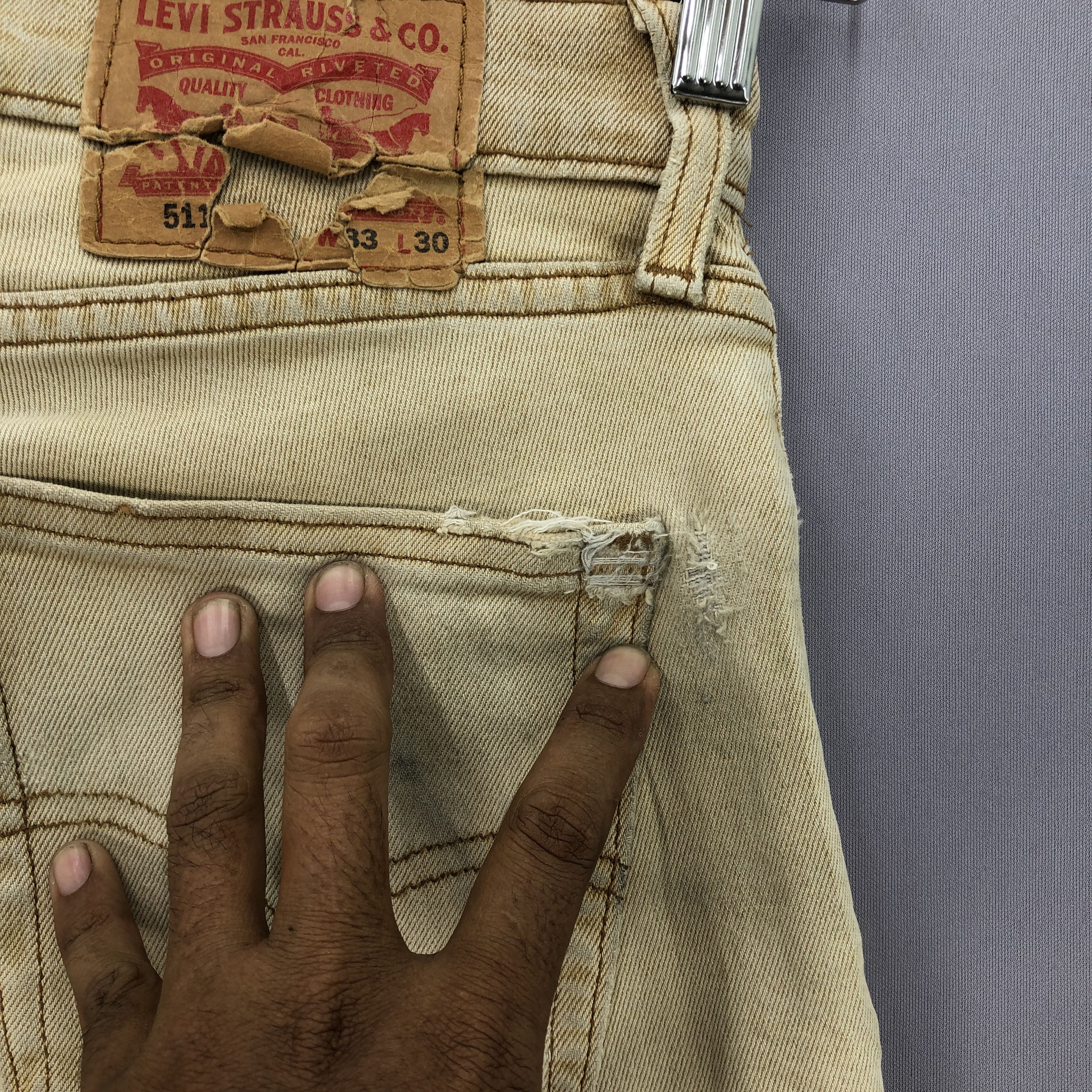 Levi's Vintage Levis 511 Beige Dirty Jeans Levi's Faded Denim Size US 32 / EU 48 - 9 Thumbnail