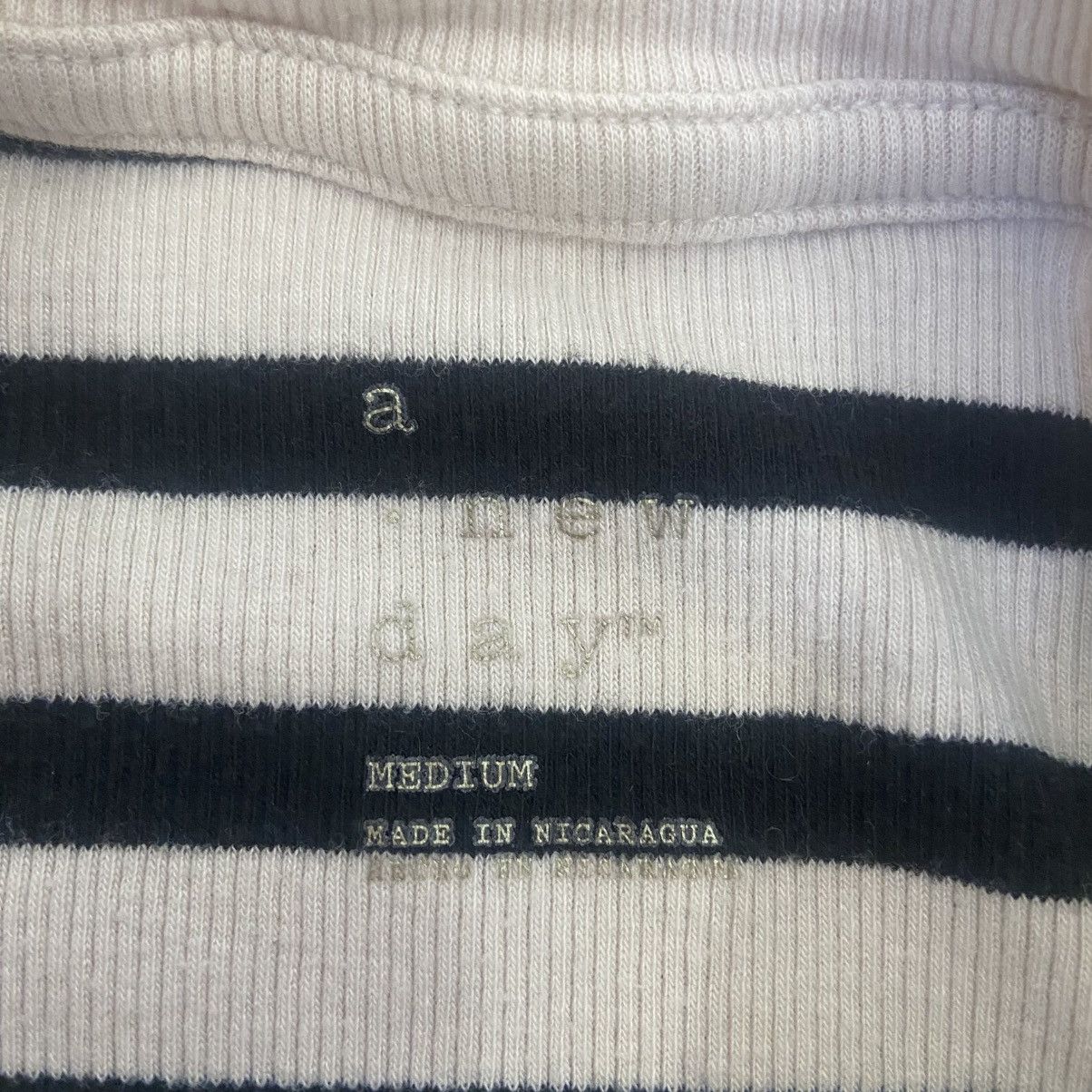 Vintage A New Day Black & Cream Striped Ribbed T-Shirt Womens Medium Size M / US 6-8 / IT 42-44 - 6 Thumbnail