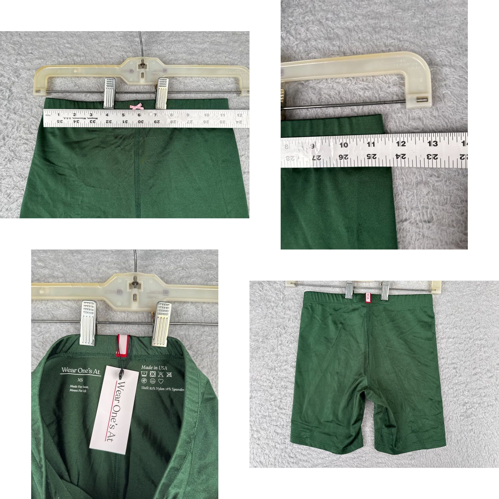 Vintage WEAR ONE'S AT Womens XS Green Compression Shorts Activewear Nylon Sports Size 26" / US 2 / IT 38 - 8 Thumbnail