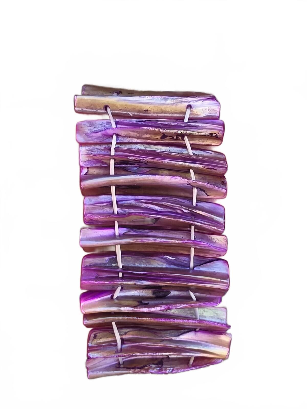The Unbranded Brand Vintage Abalone Vibrant Purple Shell Stretch Bracelet Chunky Size ONE SIZE - 6 Thumbnail