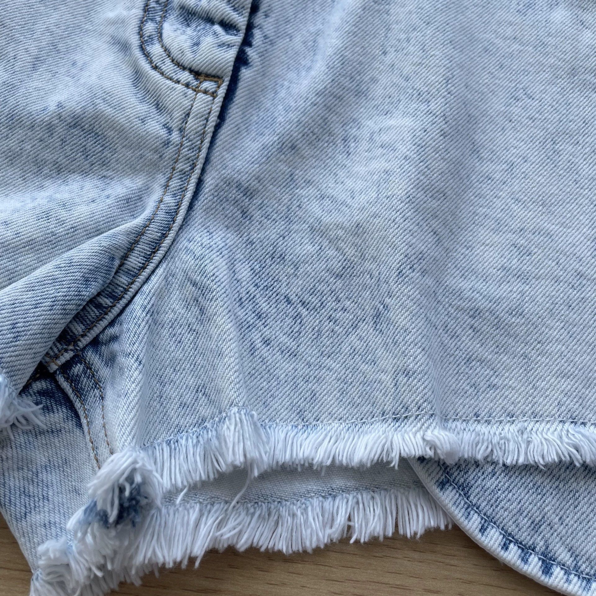 Balmain BALMAIN Women's HW Layered Blue/White Denim Short 34 Size 24" / US 00 / IT 34 - 4 Thumbnail