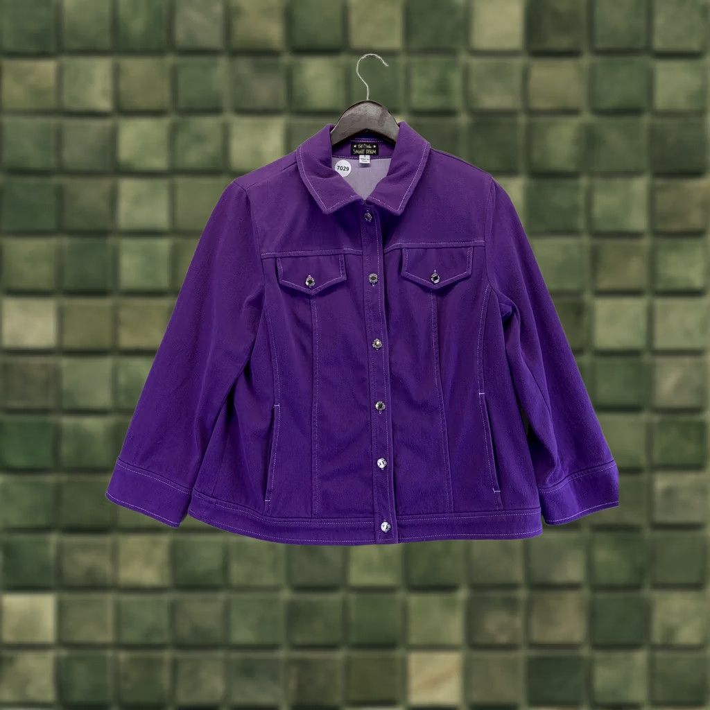 Bob Mackie VINTAGE Bob Mackie Denim Stretch Purple Womens Jacket Size S-7029 Medical? Size S / US 4 / IT 40 - 1 Thumbnail