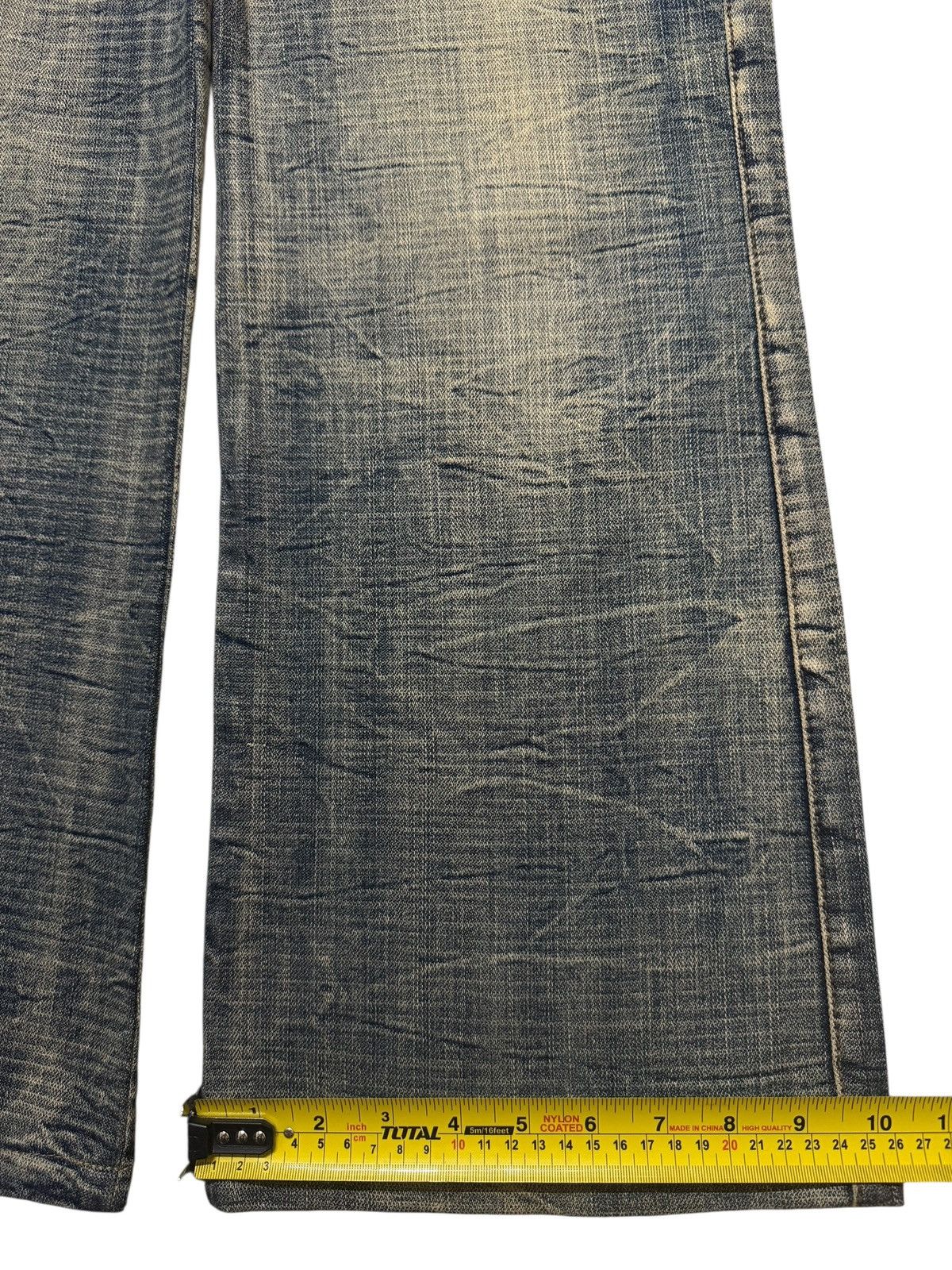 Tornado Mart Vintage Japanese Blue Faded Honeycomb Wash Wide Leg Flare Size US 33 - 11 Thumbnail