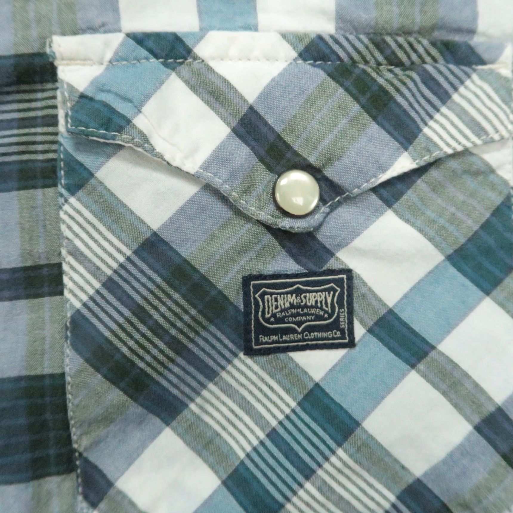 Ralph Lauren Denim & Supply Ralph Lauren Shirt Men Medium Blue Gray Plaid Pearl Snap Western Size US M / EU 48-50 / 2 - 4 Thumbnail