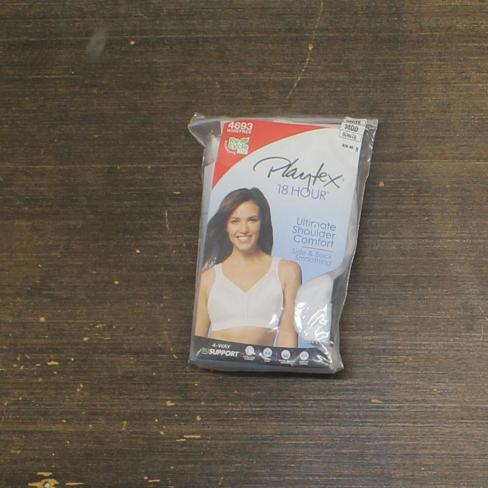 Designer NWT Playtex Shoulder Comfort Wireless Bra 4693 White 38Dd, Women's