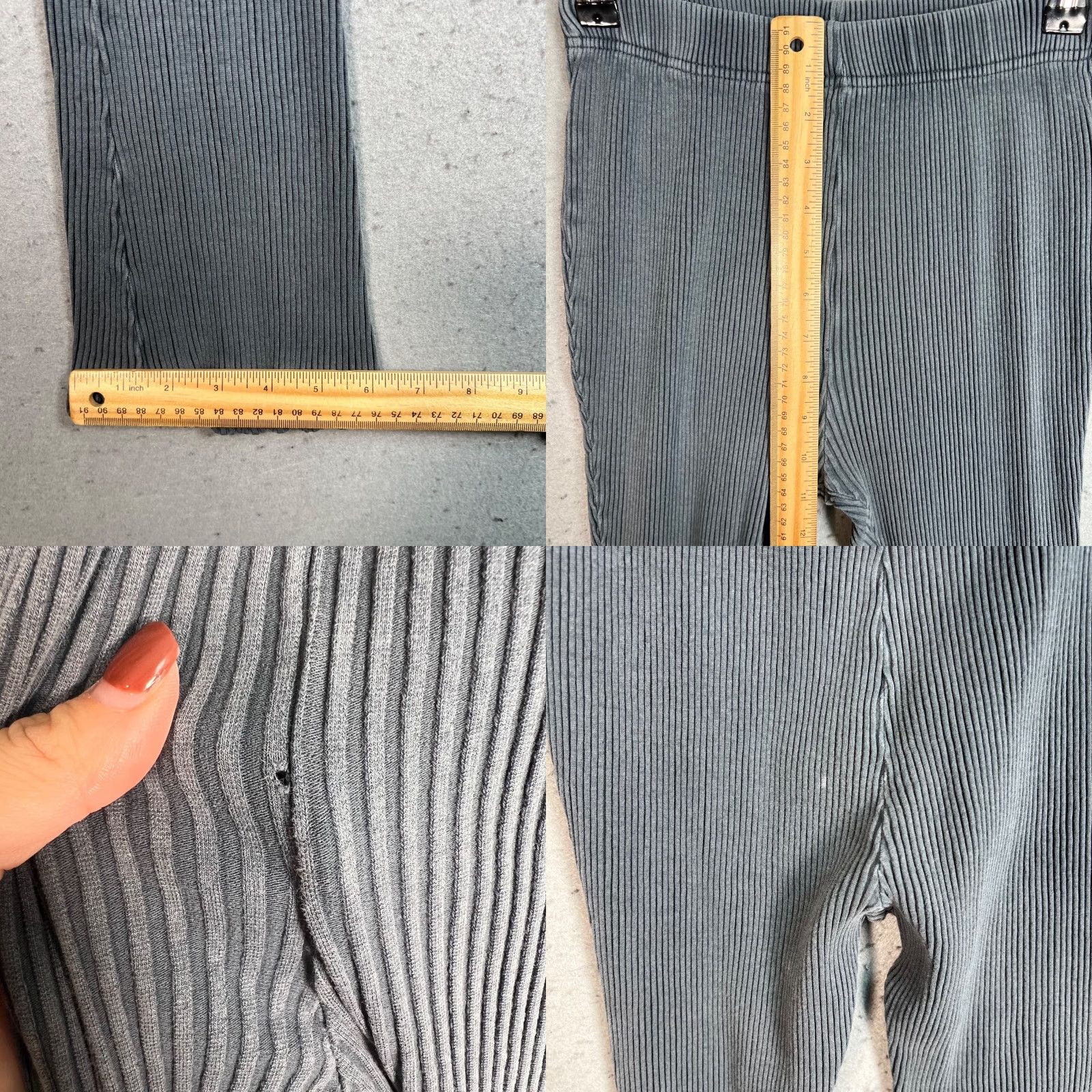 Urban Outfitters VINTAGE Urban Outfitters Womens Small Ribbed Gray Flared Leggings Cotton Blend Stretchy Size 28" / US 6 / IT 42 - 8 Thumbnail