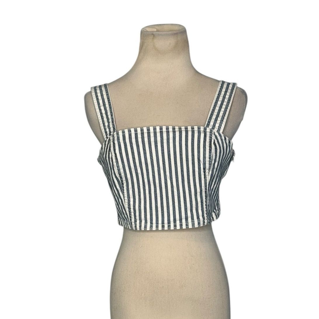 Zara Zara blue white denim strappy crop top size Small Size S / US 4 / IT 40 - 15 Thumbnail