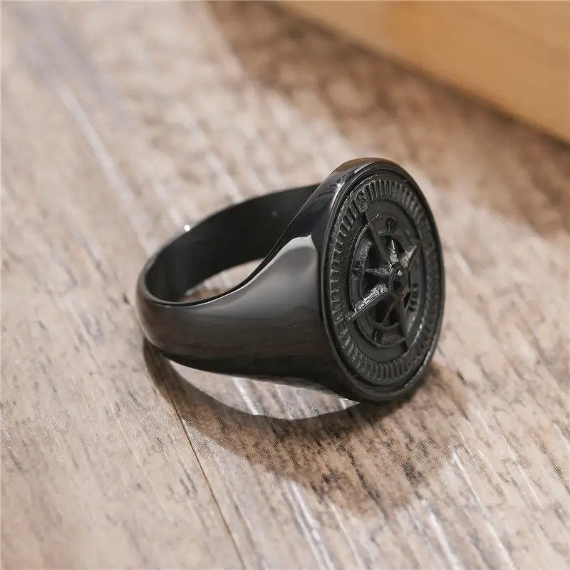 Jewelry × Vintage New Fashion Punk Vintage Compass Male Signet Ring Size ONE SIZE - 3 Thumbnail