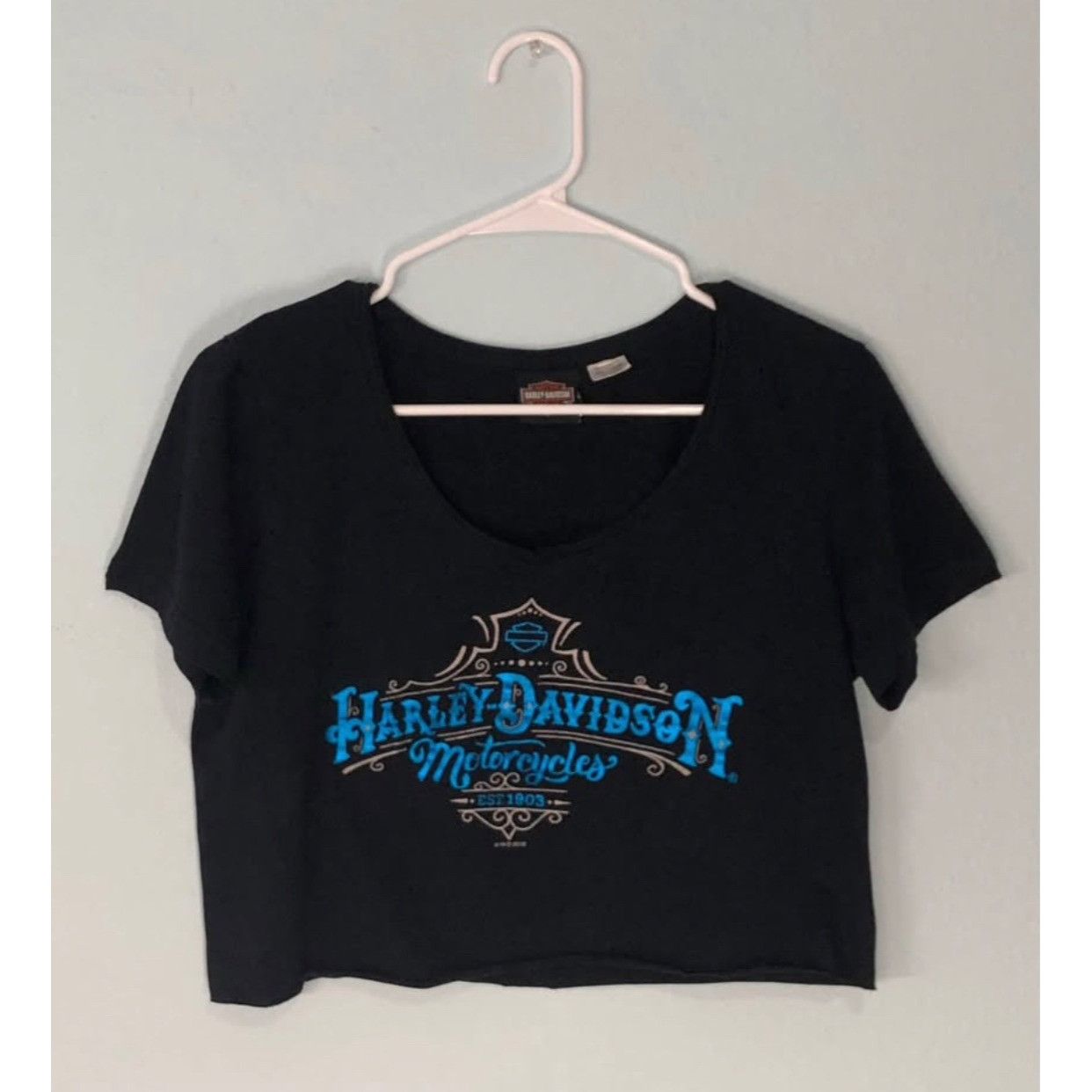 Harley Davidson Harley-Davidson Women Cropped T-Shirt Size Medium Blue Size M / US 6-8 / IT 42-44 - 1 Thumbnail
