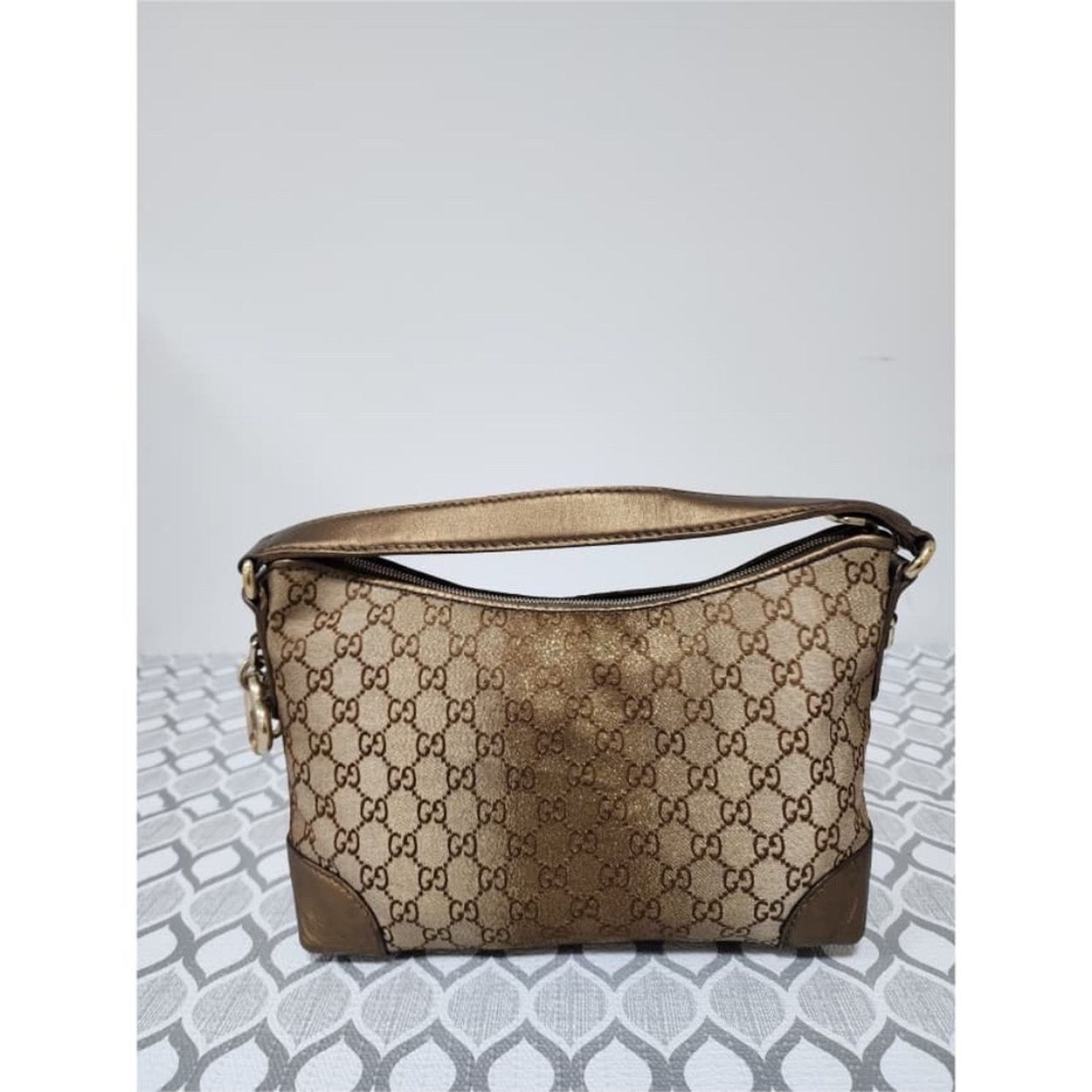 Gucci Authentic Gucci GG Canvas Heart Bit Hobo Bag Brown Size ONE SIZE - 4 Thumbnail