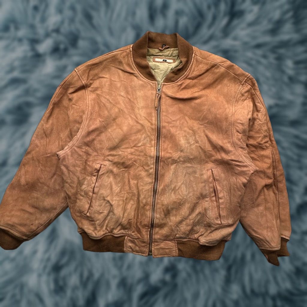 Vintage VINTAGE East Island Suede Leather Bomber Jacket Mens Large Brown Lined Bid Flight Aviator Full Zip Size US L / EU 52-54 / 3 - 1 Thumbnail