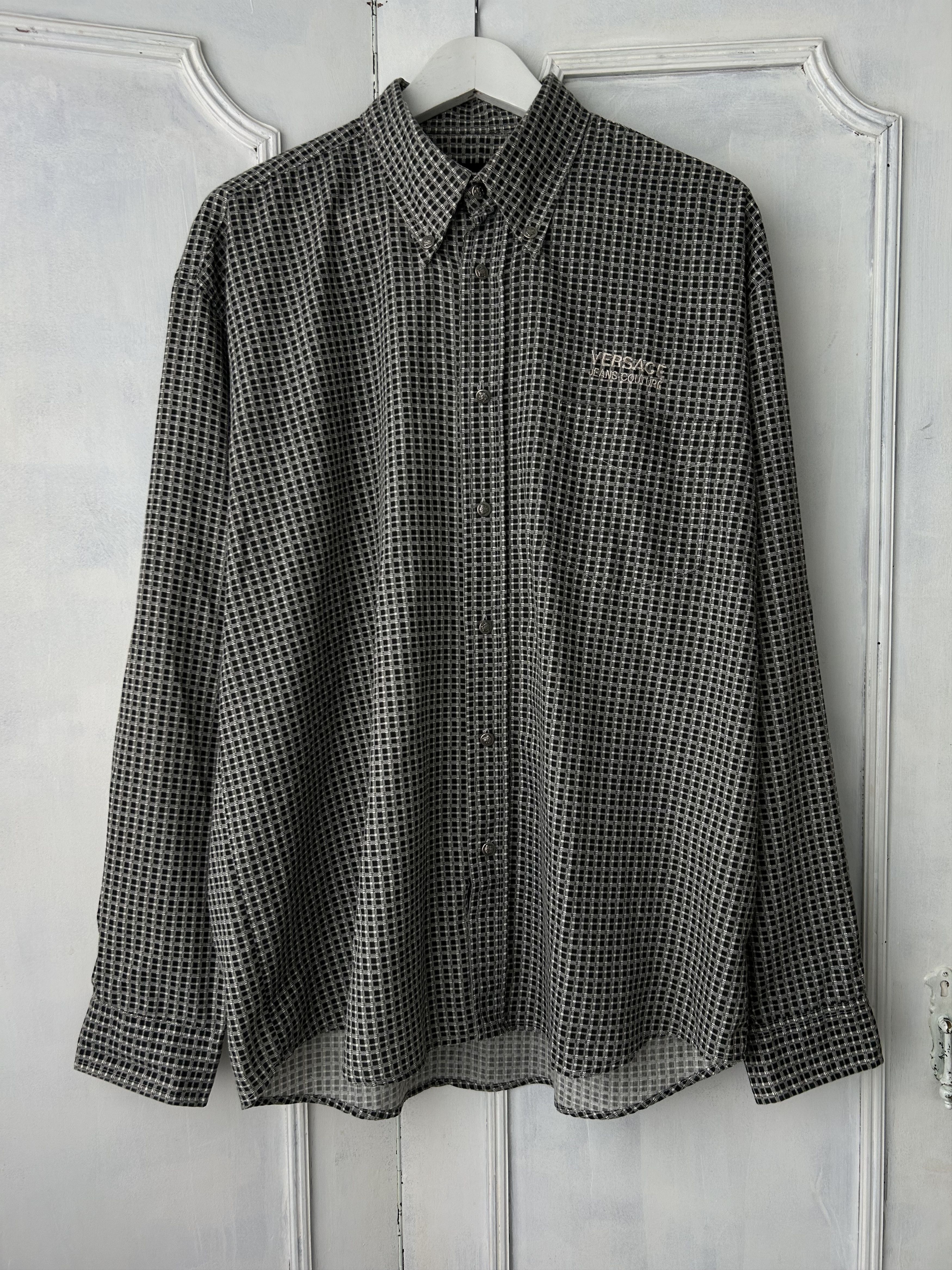 VERSACE COLLECTION Checked Button-Up Shirt (Medusa Buttons)