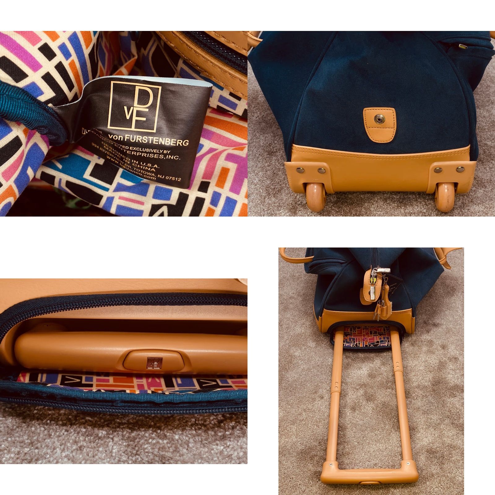 Diane von Furstenberg Diane von Furstenberg Blue Travel Bag Roller Suitcase Luggage DVF Designer Barrel? Size ONE SIZE - 9 Thumbnail