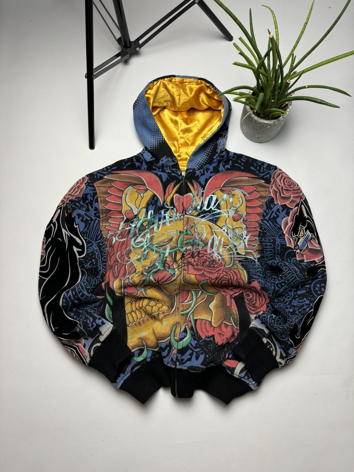 Vintage Ed Hardy good Sweater Hoodie Large