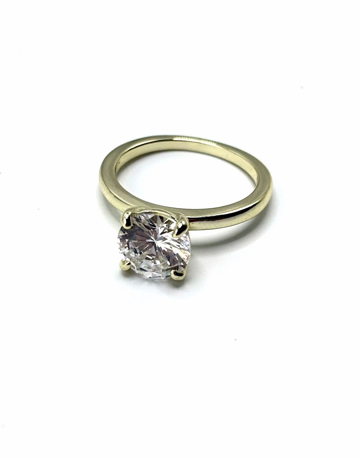 Sterling Silver Gold-Tone .925 Sterling Silver CZ Solitaire Ring sz 4.5 Size ONE SIZE - 2 Thumbnail