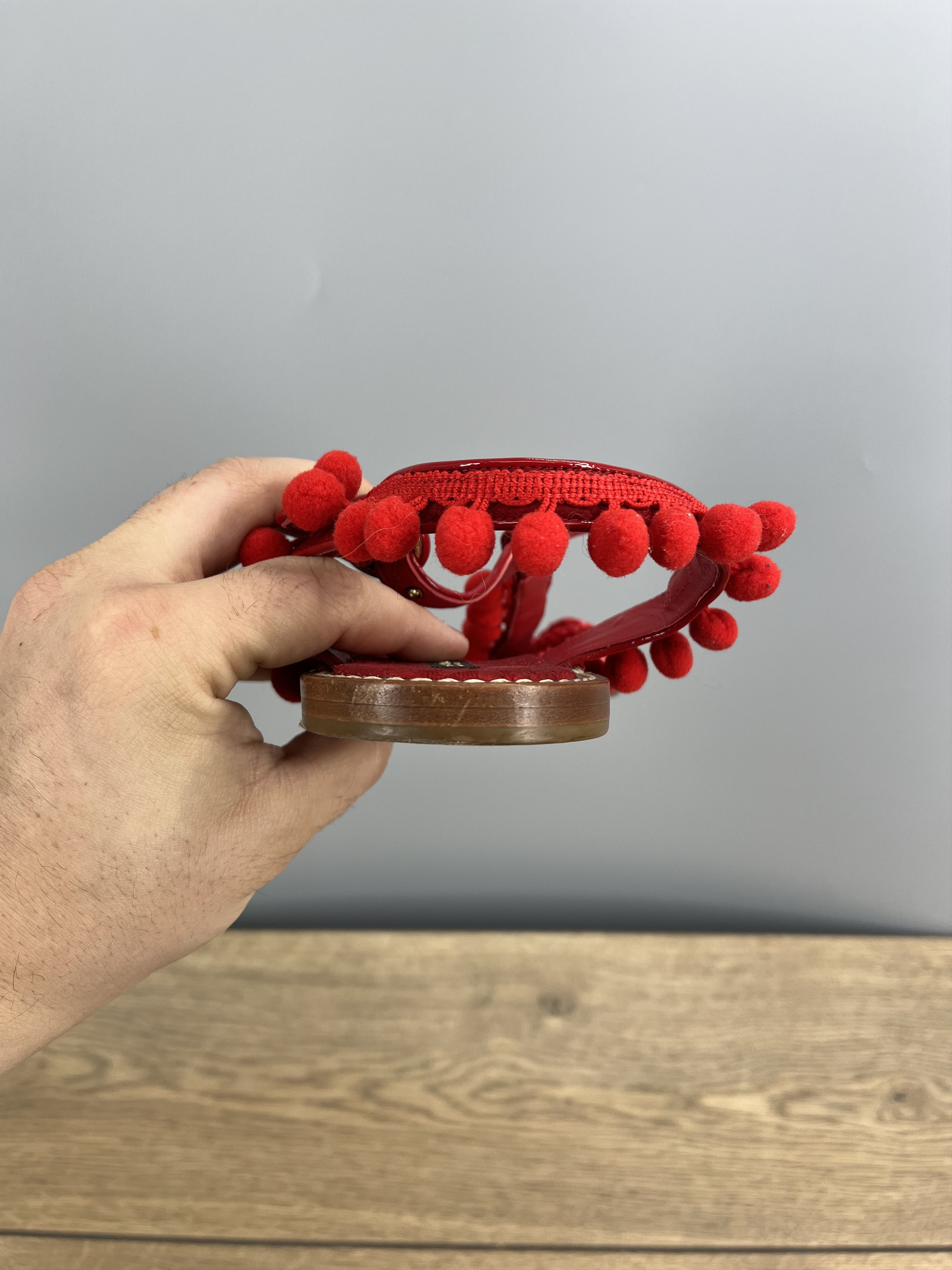 Dolce & Gabbana Vintage Dolce & Gabbana Red Leather Sandals Pom Pom Size US 9 / IT 39 - 8 Thumbnail
