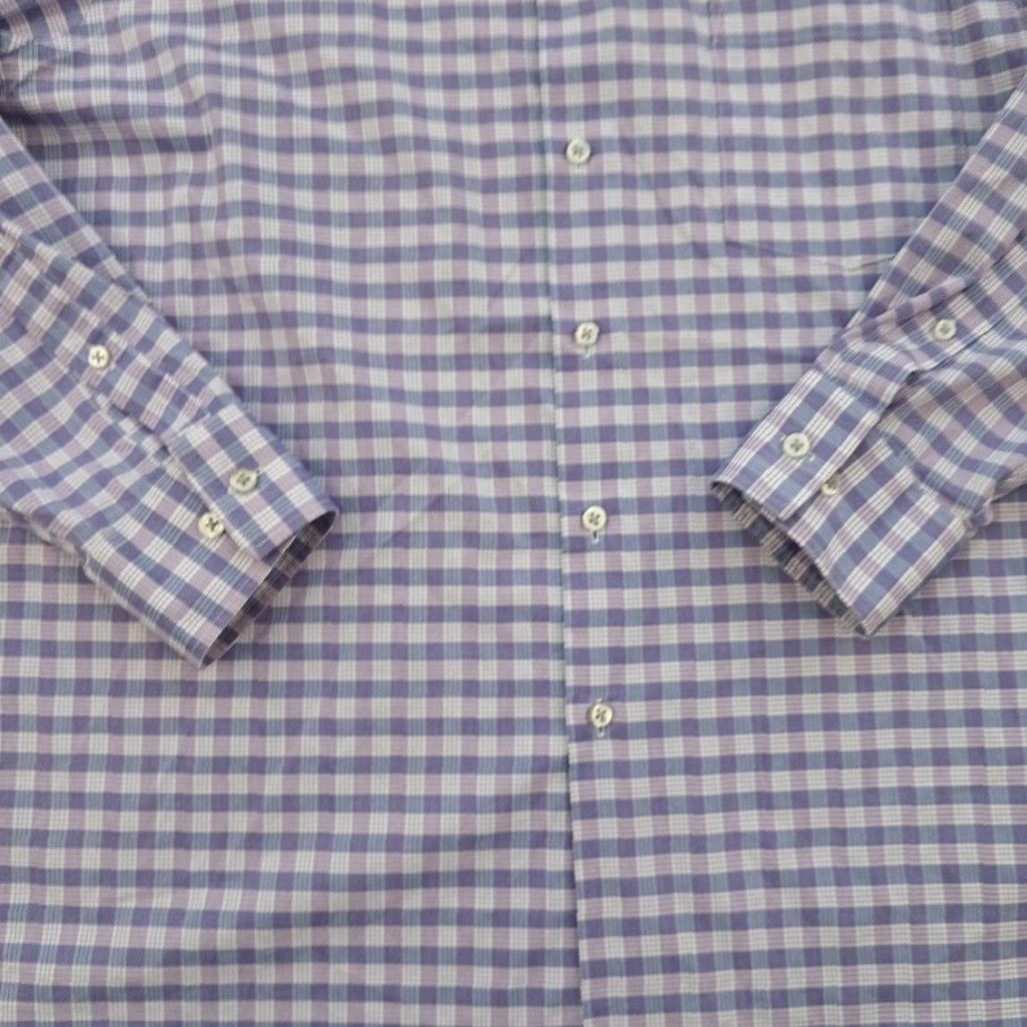 Van Heusen VAN HEUSEN Shirt Mens Large Purple Plaid Long Sleeve Button-Up Stretch Size US L / EU 52-54 / 3 - 4 Thumbnail