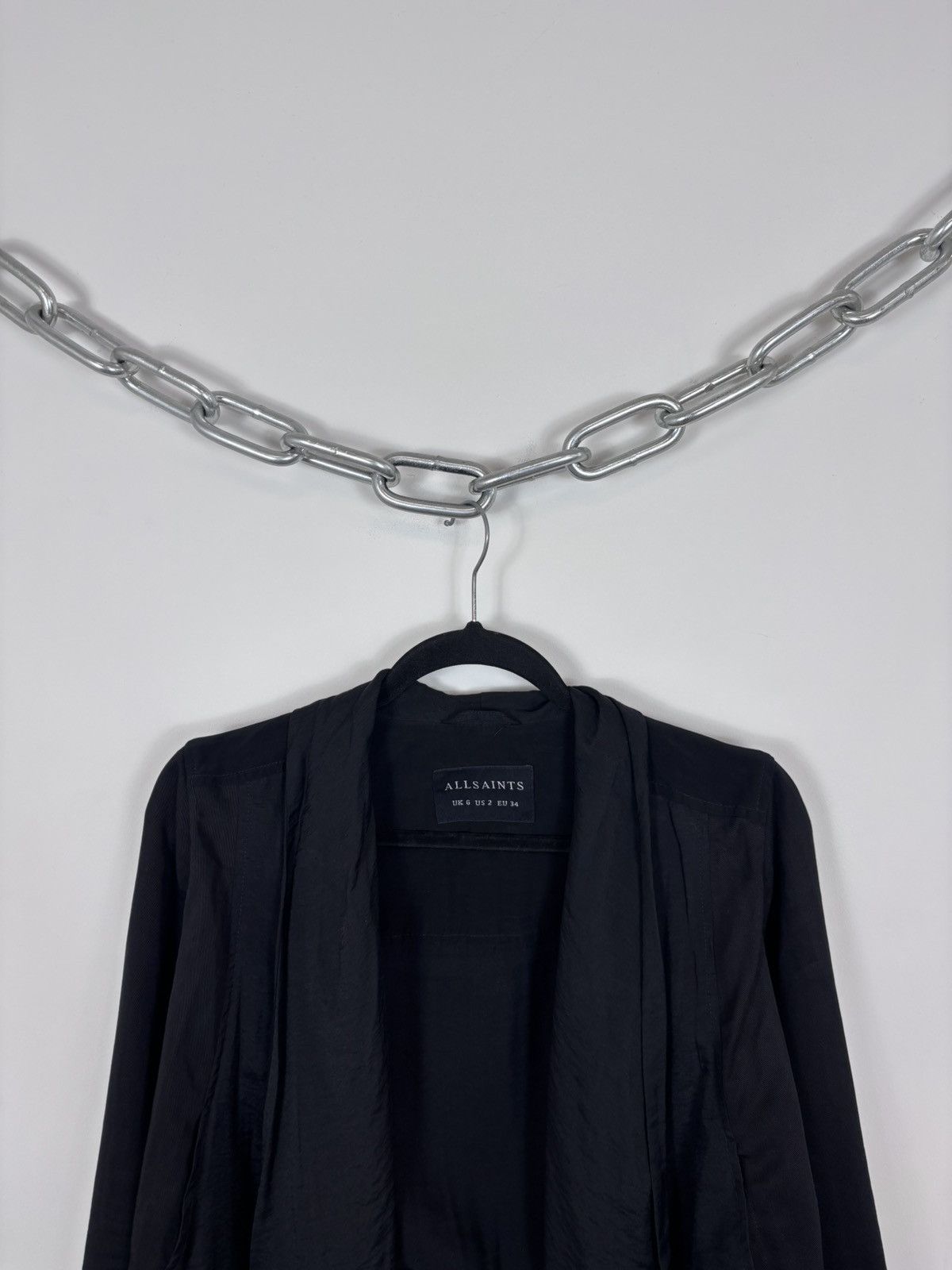 Allsaints AllSaints Kwar Jacket Women’s Black Draped Long Sleeve Size XS / US 0-2 / IT 36-38 - 2 Thumbnail