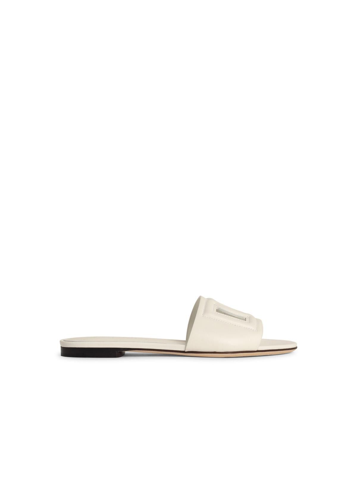 DOLCE & GABBANA White Leather Slippers