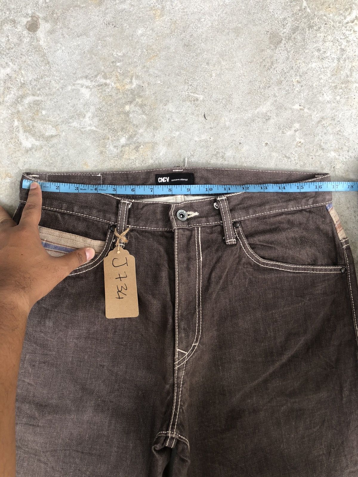 Japanese Brand Japanese Concave attempt Distressed Single Pocket Navajo Size US 33 - 16 Thumbnail