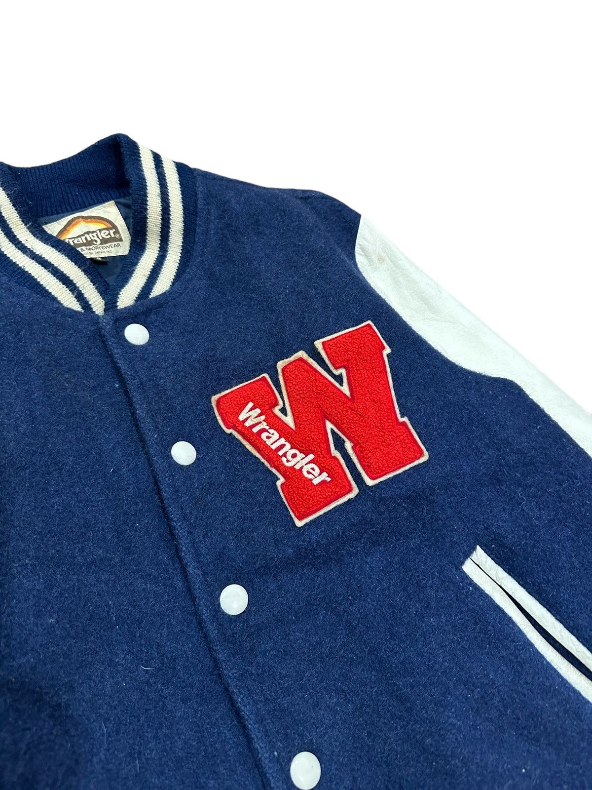 Vintage × Wrangler Vintage Wrangler Varsity Wool Leather Jacket Size US S / EU 44-46 / 1 - 2 Thumbnail