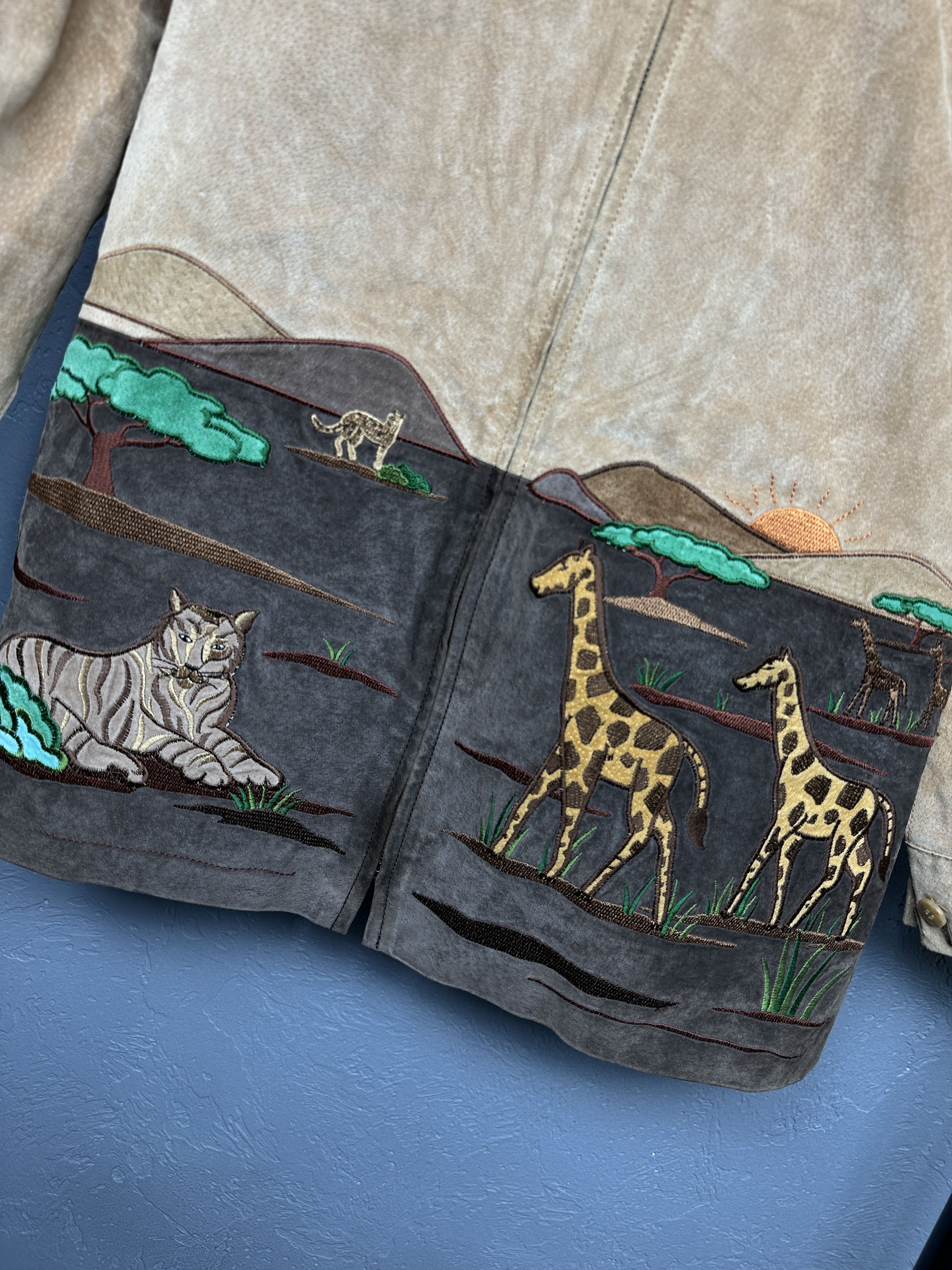 Vintage The Quacker Factory Suede Leather Jacket Safari Animal Print Size M / US 6-8 / IT 42-44 - 3 Thumbnail