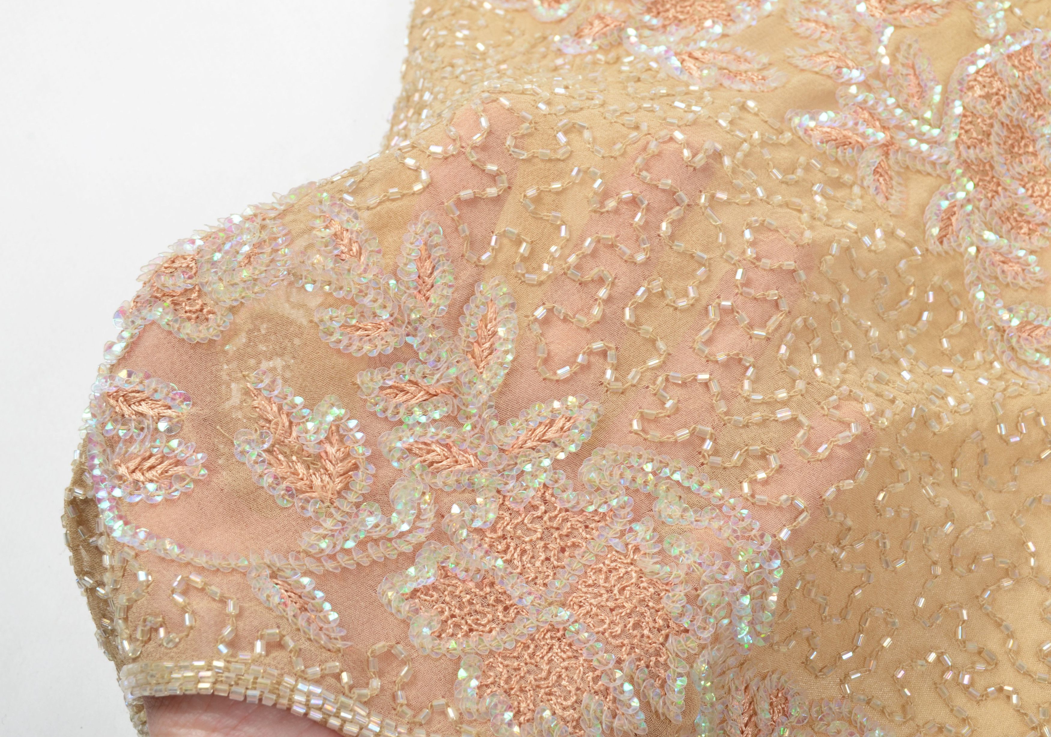 Other Vintage Full Beaded Beige Y2K Sparkle Fairy Top Blouse Size XS / US 0-2 / IT 36-38 - 8 Thumbnail