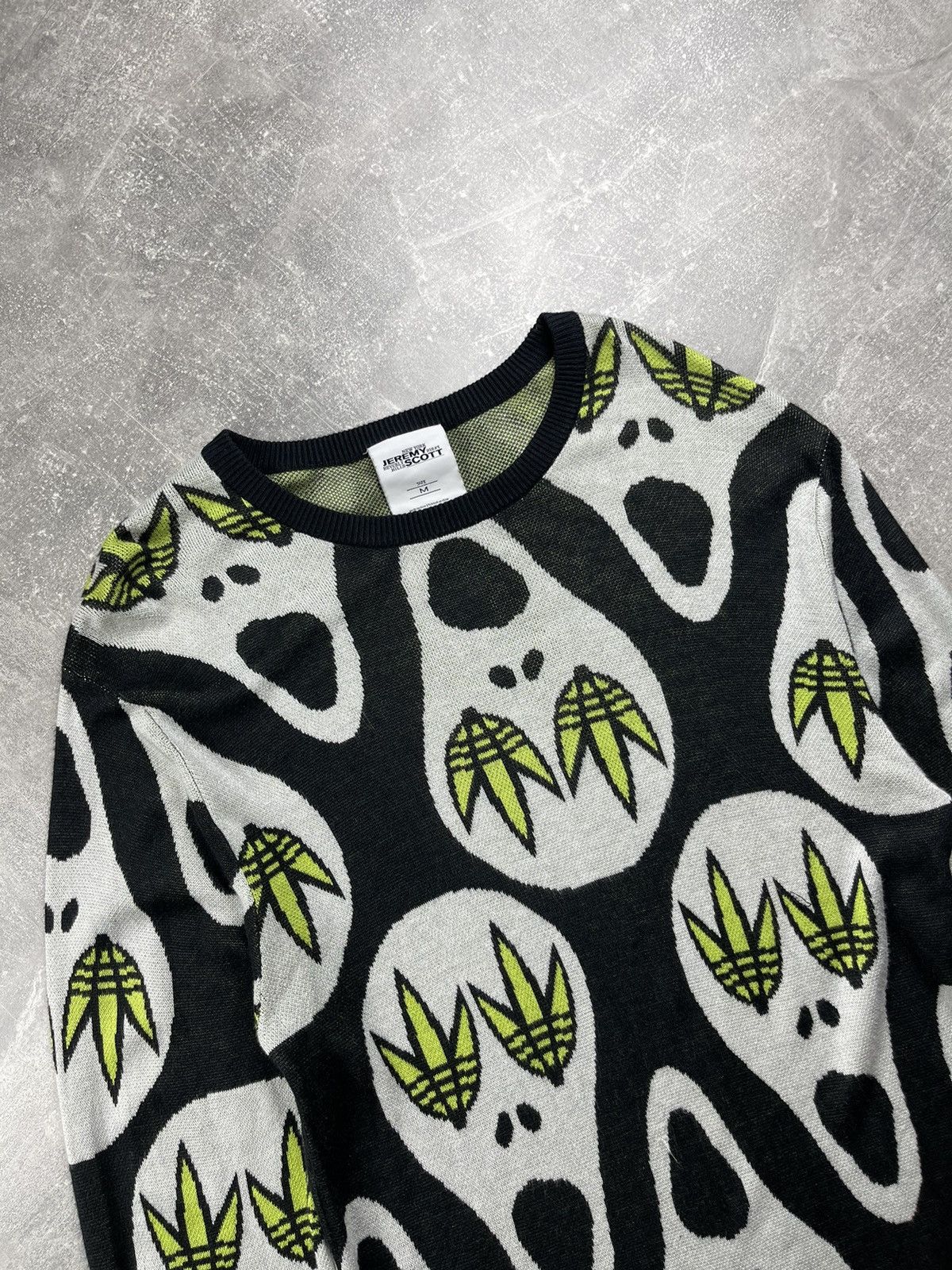 Adidas × Jeremy Scott Adidas x Jeremy Scott “Ghost Weed Faces” All-Over Sweater Size US M / EU 48-50 / 2 - 4 Thumbnail