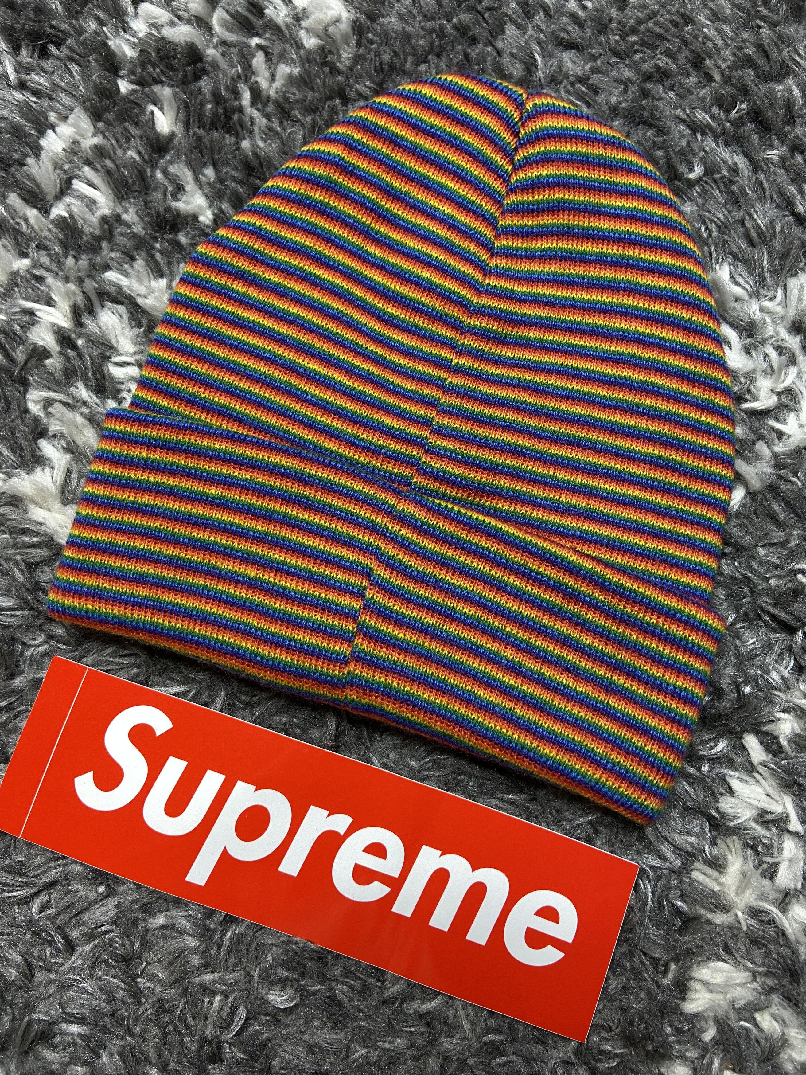 Supreme Supreme Rainbow Stripe Arc Logo Beanie DS Size ONE SIZE - 2 Thumbnail