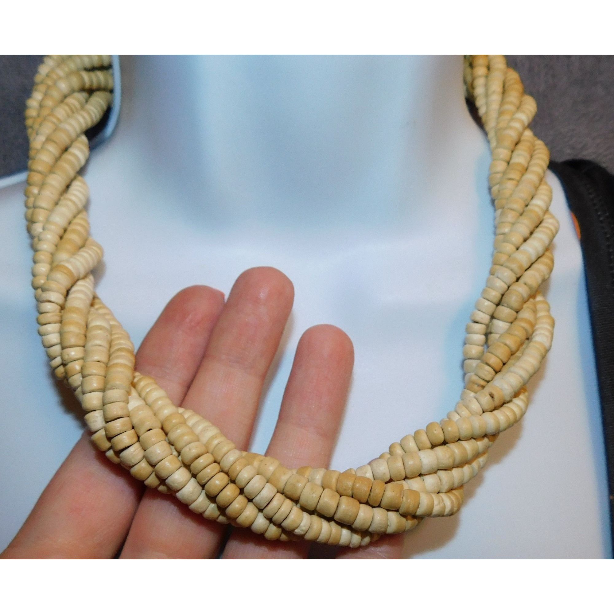 Other Beachy Beige Wooden Beaded Torsade Necklace Size ONE SIZE - 1 Thumbnail