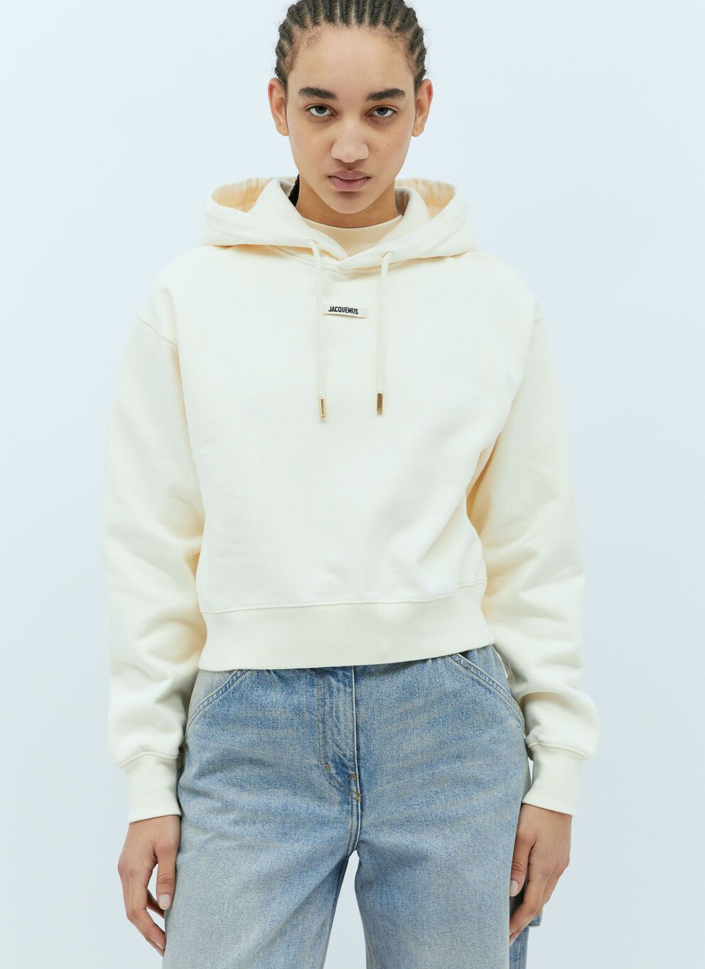 image of Jacquemus Le Hoodie Gros Grain Sweatshirt in Beige, Women's (Size Large)
