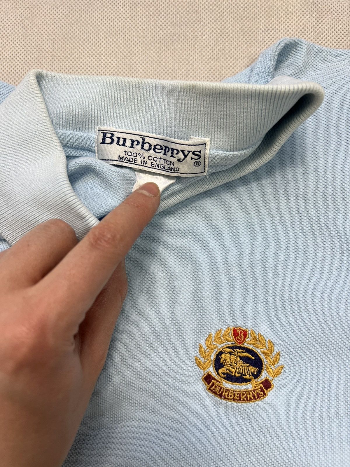 Burberry × Vintage Polo Shirt Burberry Vintage 90’s Baby Blue Size US S / EU 44-46 / 1 - 3 Thumbnail