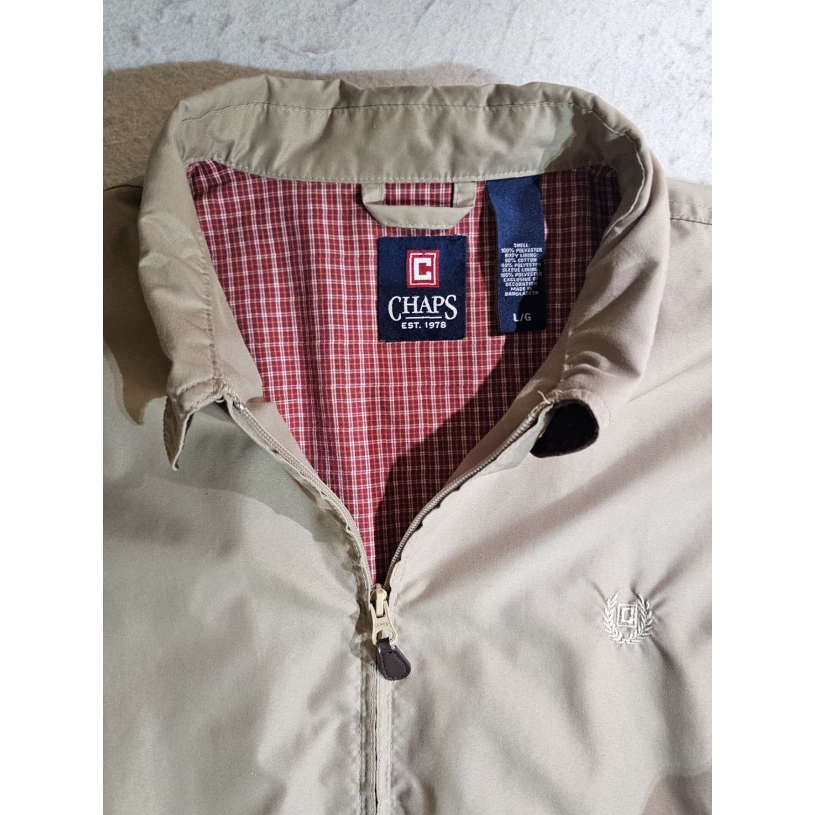 Chaps VINTAGE CHAPS by Ralph Lauren 100% Cotton Full-Zip Jacket Check Lined Mens Sz Lg Jacket Size US L / EU 52-54 / 3 - 3 Thumbnail