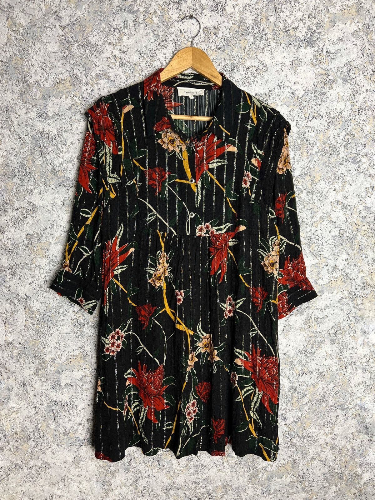 Designer × ba&sh Ba&sh Dress Women Medium Floral Print Retro 3/4 Sleeve Size XS / US 0-2 / IT 36-38 - 1 Thumbnail